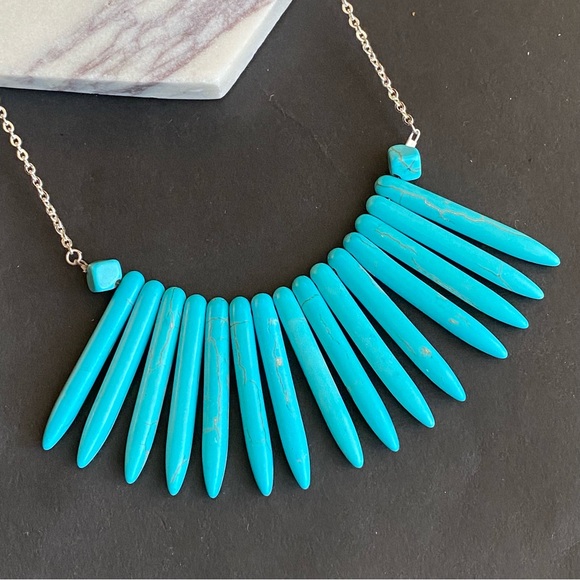 Turquoise Necklace Pib Necklace blue Natural Gemstone silver handmade je… - Picture 4 of 4